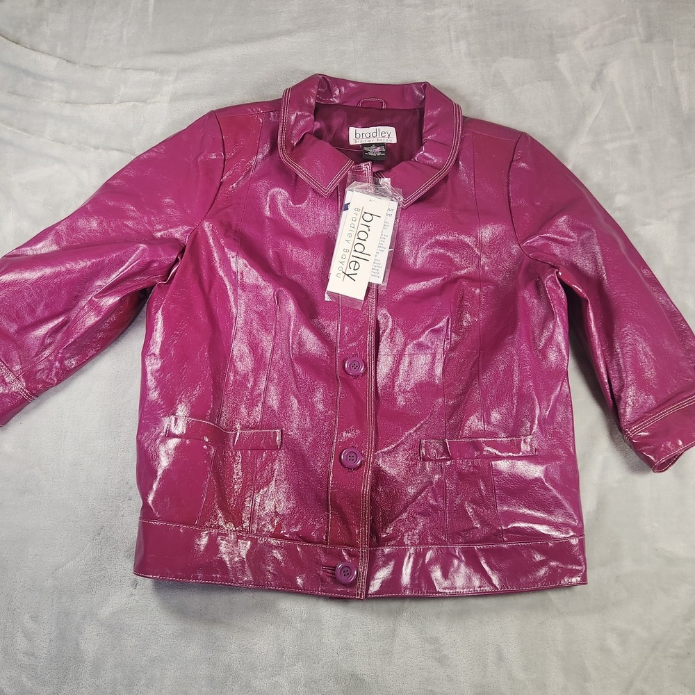 Bradley Bayou Leather Jacket 1X Metallic Pink Jacket Mob Wife Barbiecore NWT‎